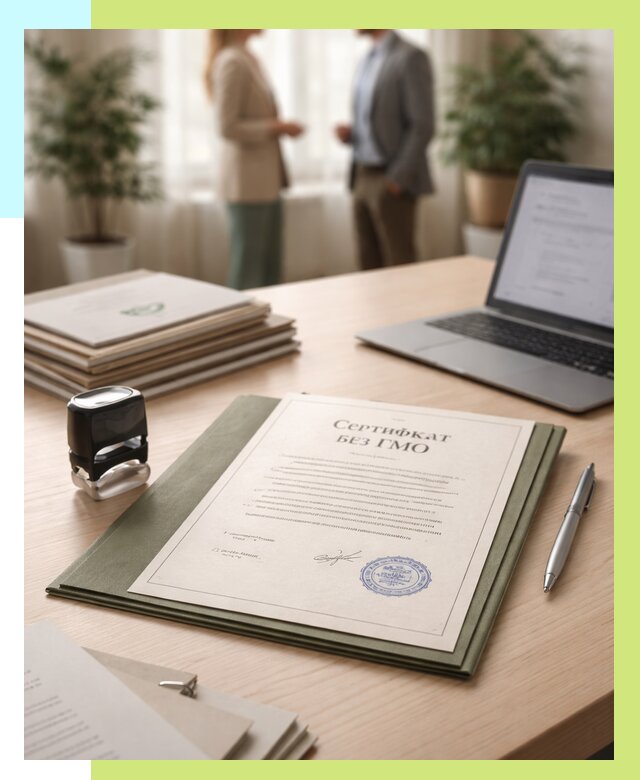 Сертификат без ГМО в Сибае от 7707 р. оформить срочно Алешин-Сба